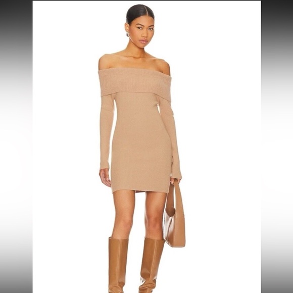 NWT Revolve Line & Dot Heart Struck Sweater Dress Long Sleeve Off the Shoulder - Picture 1 of 5